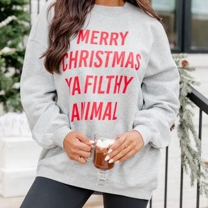 Merry Christmas Ya Filthy Animal Crewneck Sweatshirt